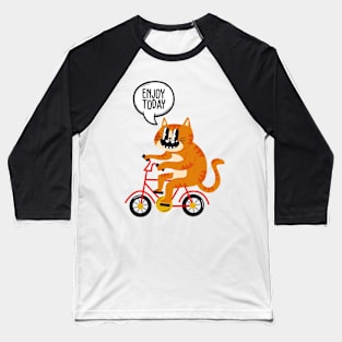 Cat Riding a Bike Baseball T-Shirt